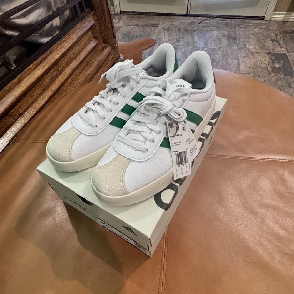 Adidas Classic White and Green Trainers